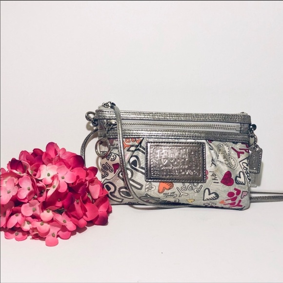 Coach Handbags - Coach Poppy Silver Small Purse